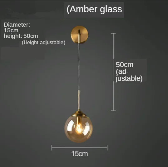 DecorBites™ Golden Glass Ball Wall Sconce Light Fixture for Modern Living Room Decor