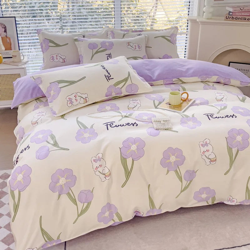 DecorBites™ Cotton Printed Bedding Set: Thick & Cozy Single Bedclothes for Adults & Kids