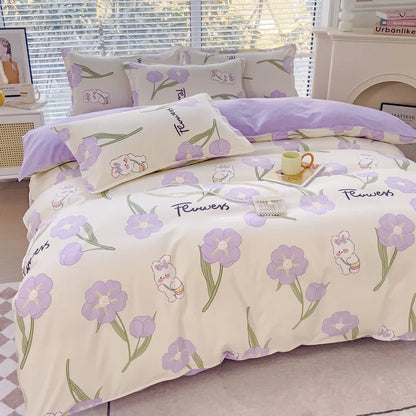 DecorBites™ Cotton Printed Bedding Set: Thick & Cozy Single Bedclothes for Adults & Kids