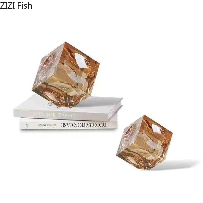 DecorBites™ Crystal Cube Statue Desk Ornament - Creative Room Decor Sculpture