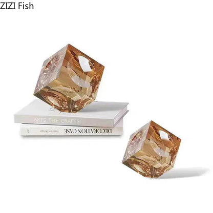 DecorBites™ Crystal Cube Statue Desk Ornament - Creative Room Decor Sculpture