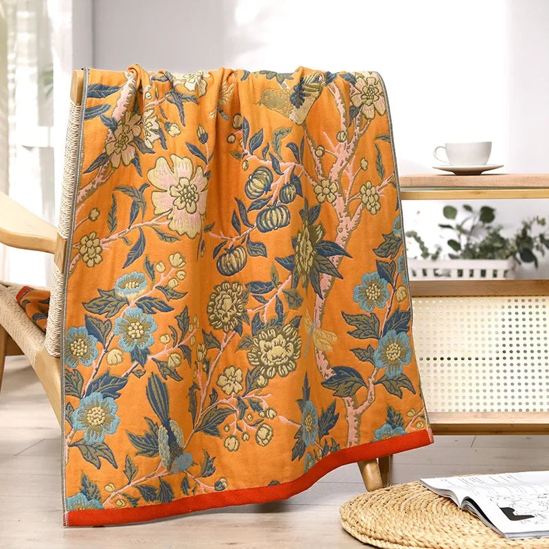 DecorBites™ Gauze Flower Bath Towel 80x160cm - Quick-Drying & Absorbent
