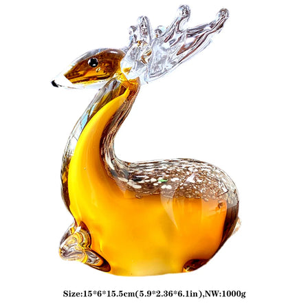 Decorbites™ Handgefertigte Kristall-Sikahirsch-Figur aus Blasglas Tierhandwerk Wohnungsdekoration
