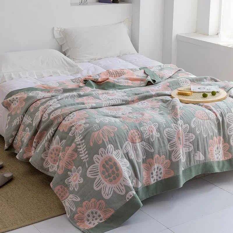 Decorbites™ Baumwoll-Gaze-Handtuch-Wurfdecke - Weiche und gemütliche Bettdecke für alle Jahreszeiten