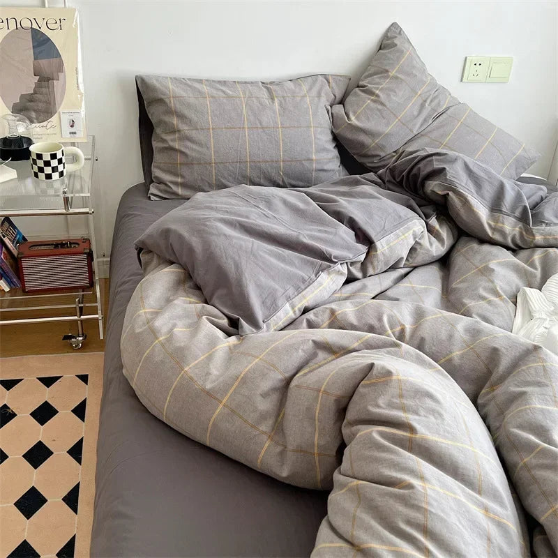Decorbites™ Japanischer Stil Baumwollbedrucktes 4-teiliges Bettwäsche-Set mit beidseitigem Design