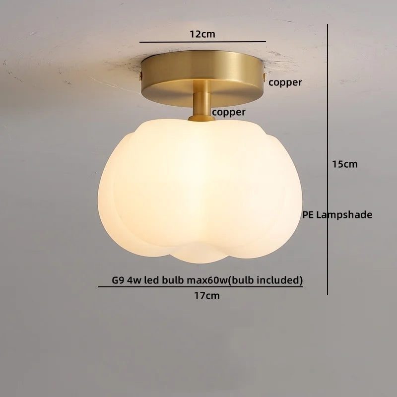 Decorbites™ Baumwoll-Form LED-Deckenleuchte – Creme. Nordischer Stil, Flur Balkon Veranda Licht.