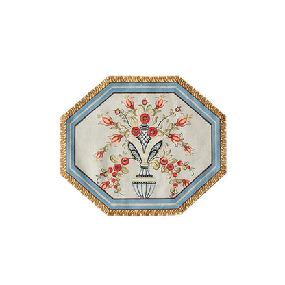 Decorbites™ Barock-Blumen-Fransen-Placemat-Set – Luxuriöse Baumwoll-Leinen-Retro-Sechseck-Tischsets