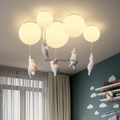 Decorbites™ Kinder-Karikatur-Panda-Eisbär-Deckenleuchte für Jungen- und Mädchen-Schlafzimmer