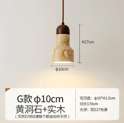 Decorbites™ Japanisches Holzturm-Stein-Hängeleuchte, Wabi-Sabi-Stil Gelber Hohlstein-Lampe