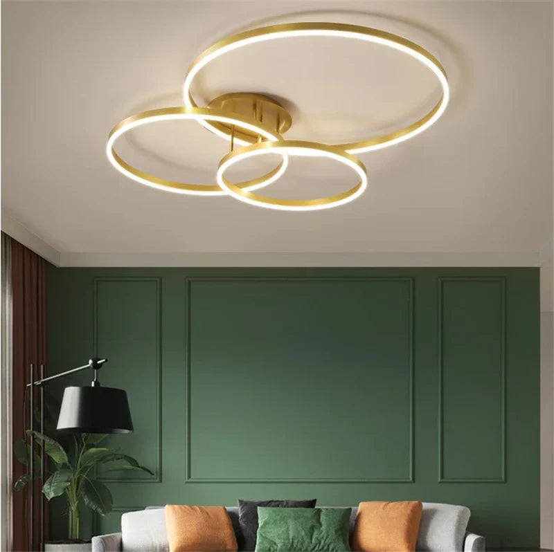 Decorbites™ Goldener Kaffeerunder Kreis LED-Deckenleuchte mit Acryl-Lampenschirm – Kreative Wohnzimmerarmatur