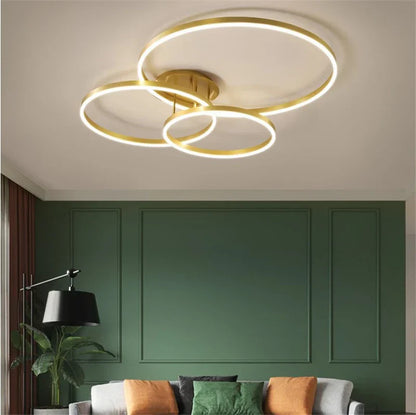 Decorbites™ Goldener Kaffeerunder Kreis LED-Deckenleuchte mit Acryl-Lampenschirm – Kreative Wohnzimmerarmatur