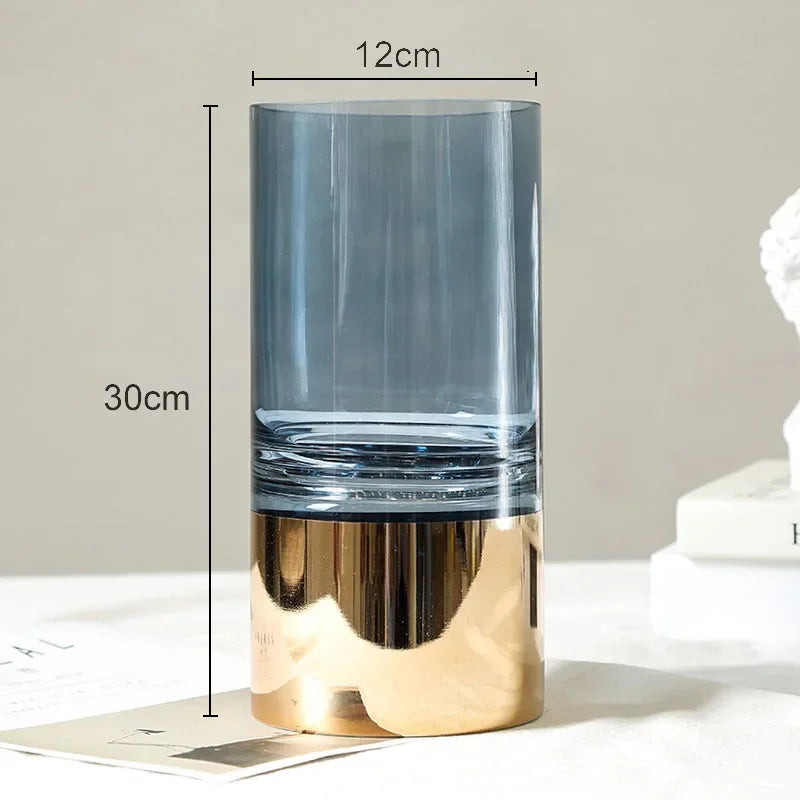 Decorbites™ Goldenes Glasvasen Klarer Schreibtisch-Dekor Hydroponische Blumenarrangement Knospen Blumentopf