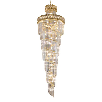 Decorbites™ Gold Edelstahl Kristall-Kronleuchter für die Beleuchtung langer Villen-Treppenhäuser