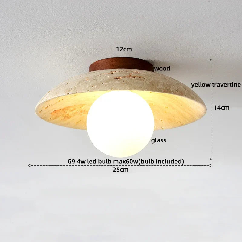 Decorbites™ LED Holz Gelber Travertin Deckenleuchte – Moderner Stil für die Hausdekoration