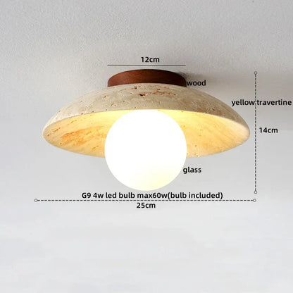 Decorbites™ LED Holz-Deckenleuchte: Natürlicher Gelber Travertin, Modernes Nordisches Design