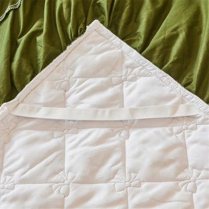 DecorBites™ Cotton Lace Ruffles Quilted Bed Skirt Set with Pillowcases