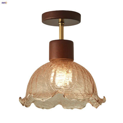 Decorbites™ Amber Ice Crack Glass Wood Deckenleuchte - Nordisch Modernes LED-Leuchten