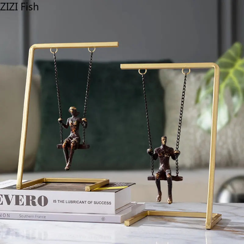 Decorbites™ Goldener Schaukel-Metallskulptur Schreibtisch-Dekoration - Moderne Heimdekoration
