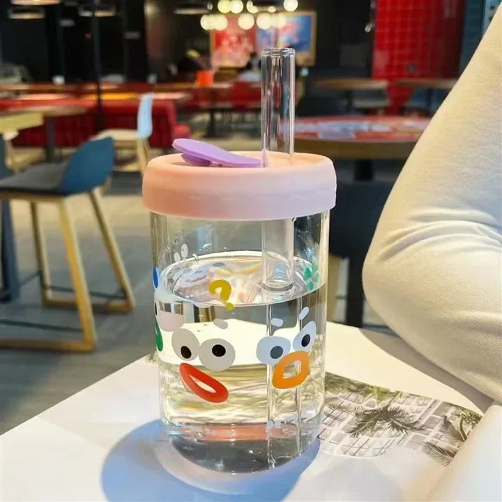 Glass Cartoon Bubble Tea Cup