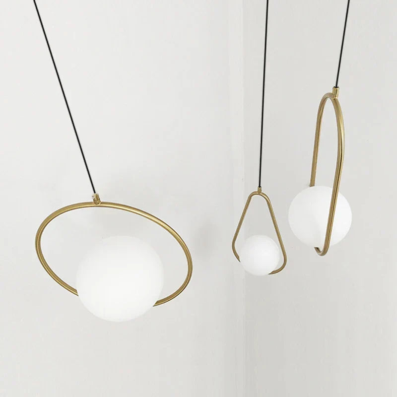 DecorBites™ Glass Ball Pendant Lamp: Elegant Dining Room Light Fixture, Gold Finish
