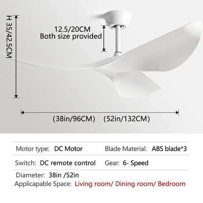 DecorBites™ 52 Inch DC Ceiling Fan with Remote Control for Living Room and Office