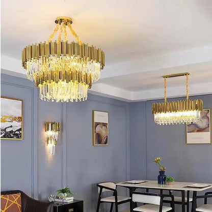 Decorbites™ Crystal-LED-Pendantleuchten: Luxuriöse Goldvergoldete Metall-Hängeleuchte für Wohnzimmer, Esszimmer, Schlafzimmer