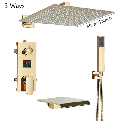 Decorbites™ Schwarzes Digitales Duscharmatur-Set mit Regendusche und Ganzmetall-Mischer Display