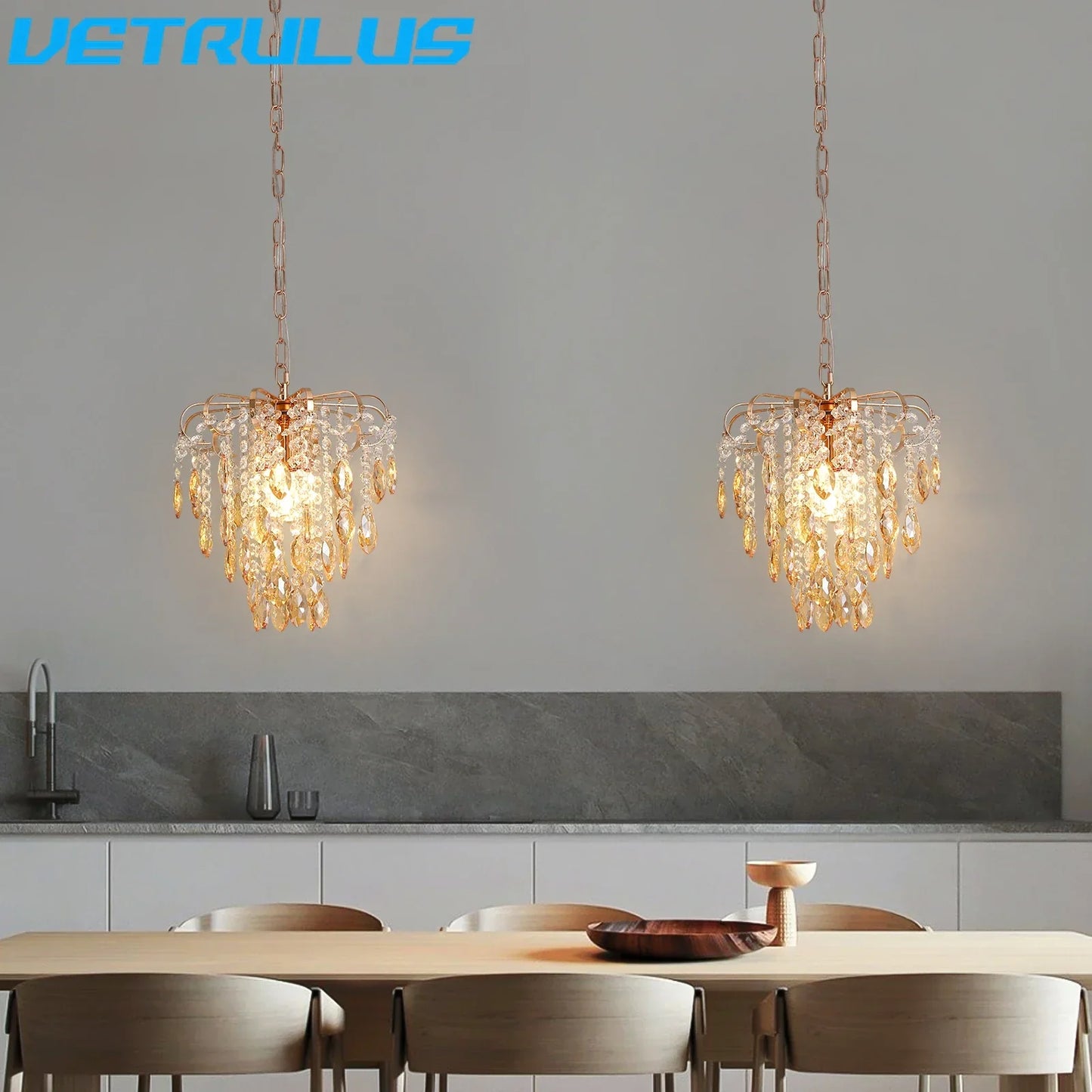 DecorBites™ Crystal Led Pendant Light Modern Chandelier Ceiling Lamp for Living Room