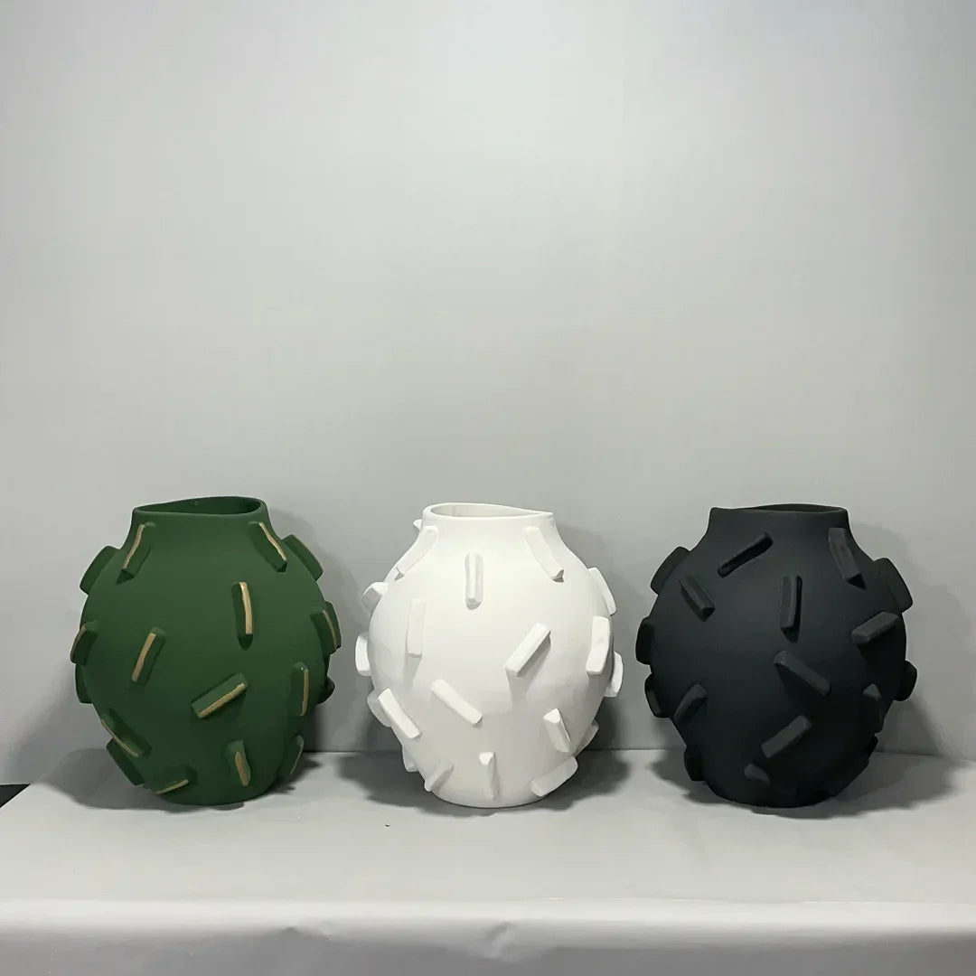 Decorbites™ Geometrische Block-Keramikvase - Abstrakte Blumenarrangement - Heimdekoration Handwerkskunst