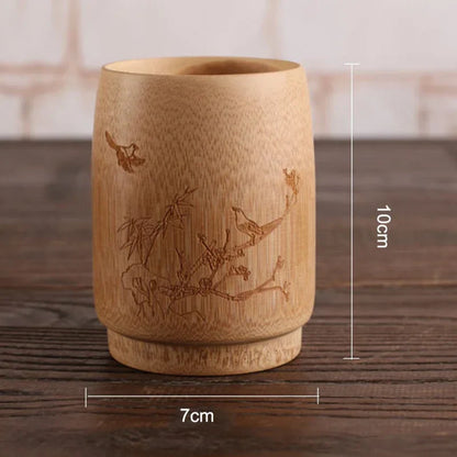 Decorbites™ Bambus-Trinkbecher-Set – Vintage-Stil Holz-Tee-Bier-Milch-Getränkeutensilien