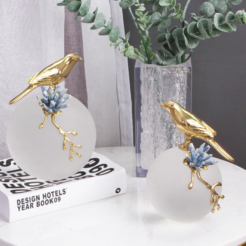 Decorbites™ Goldener Vogel Messingskulptur Moderne Wohnraumausstattung Kunstwerk Statue