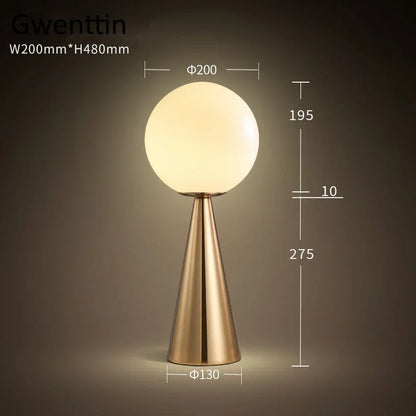 Decorbites™ Gold-Glas-Kugeltischleuchte LED-Schreibtischbeleuchtung Moderne Wohnraumausstattung für Schlafzimmer und Wohnzimmer