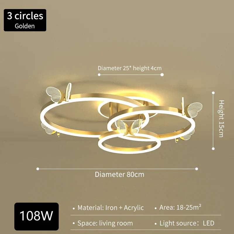 Gold Butterfly LED Chandelier For Bedroom