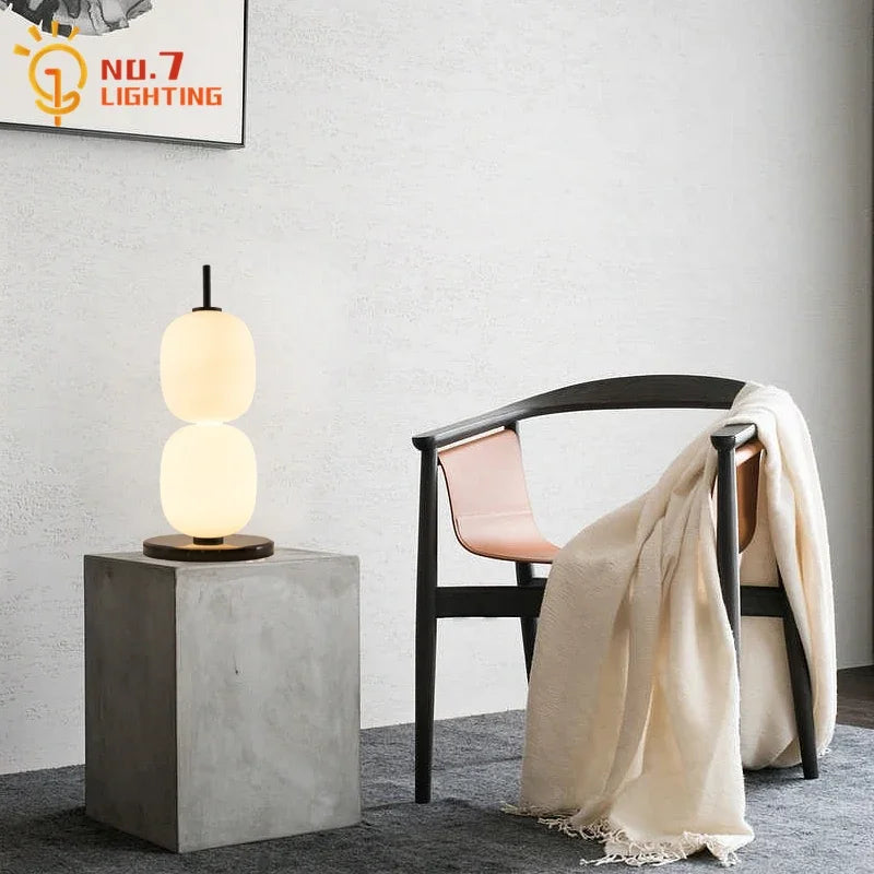 DecorBites™ Glass Gourd Table Lamp Marble Base Modern LED Indoor Lighting
