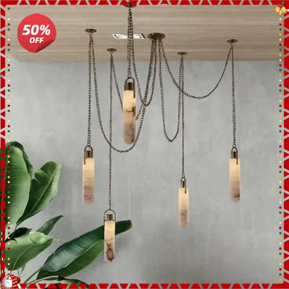 DecorBites™ Gold Chrome LED Chandelier for Dining Room - 2025 Marble Design