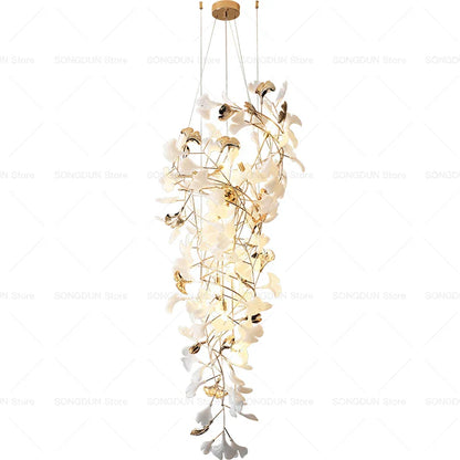 Decorbites™ Ginkgo-Blatt-Keramik-Kronleuchter: Modernes nordisches Wohnzimmer- & Hotellobby-Beleuchtung