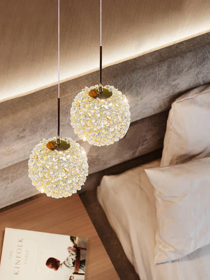 DecorBites™ Crystal Ball Pendant Light: Warm & Romantic Bedhead Luxury Lighting