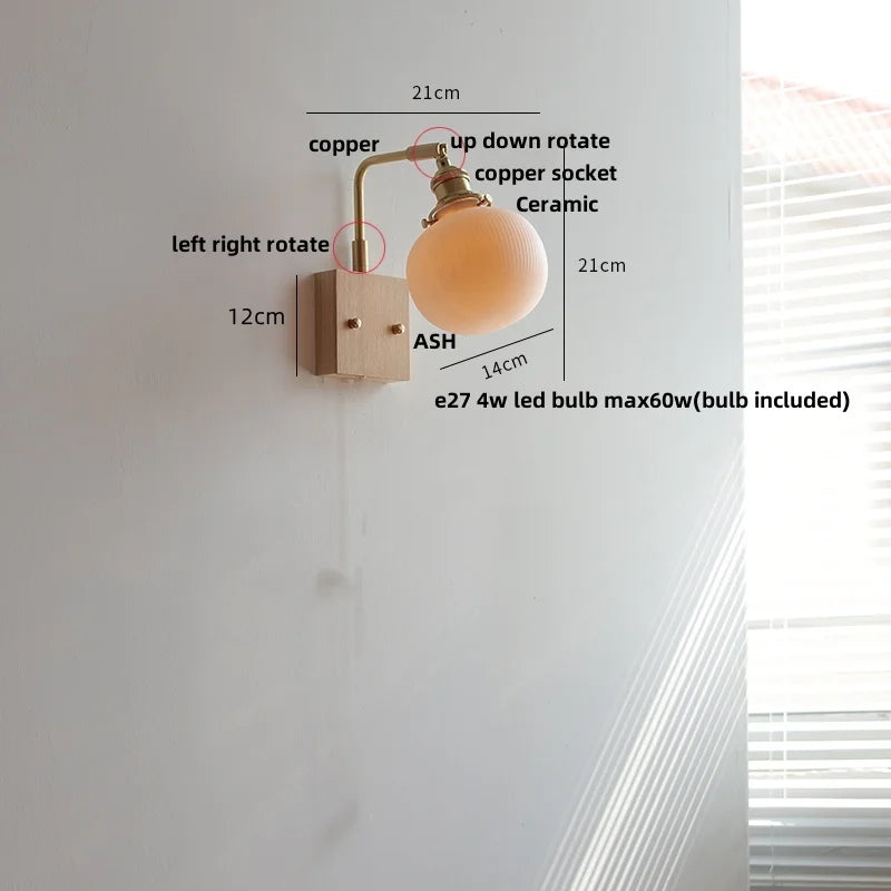 Ceramic Walnut Wall Sconce