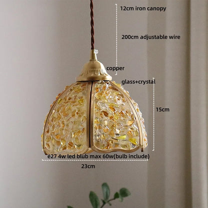 DecorBites™ Crystal Glass LED Pendant: Tiffany Style Hanging Light for Living Room