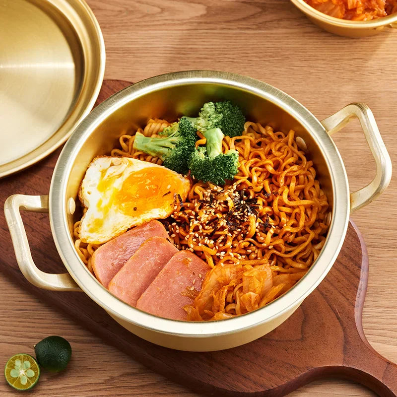 Decorbites™ Koreanischer Ramen-Kochtopf mit doppelten Henkeln, Suppentopf – Kompatibel mit Gasherd, für die Küche zu Hause