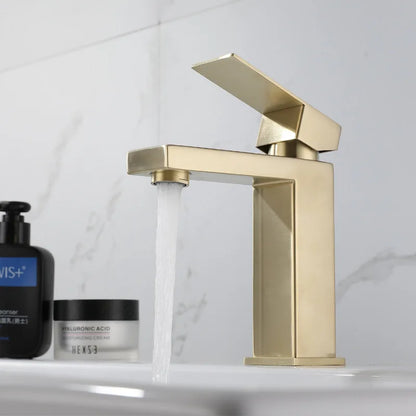 Decorbites™ Gebürsteter Gold Waschbeckenarmatur Einhebelmischer für kaltes und warmes Wasser Aufsatzmontage
