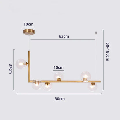 Decorbites™ Glas Schwarz Kronleuchter Pendellampe Nordisch Modern Wohnzimmerleuchte