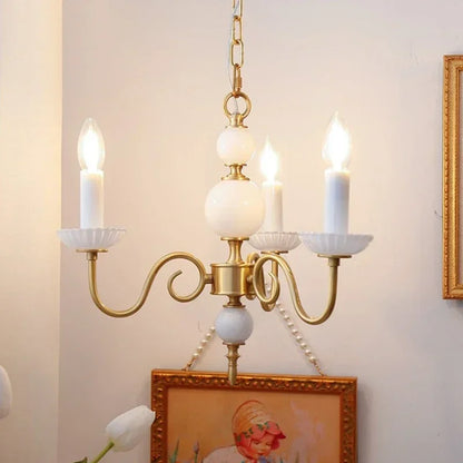 Decorbites™ Sahneweiße LED-Kronleuchter, Retro-Kupfer-Hängeleuchte für die Einrichtung des Hauses
