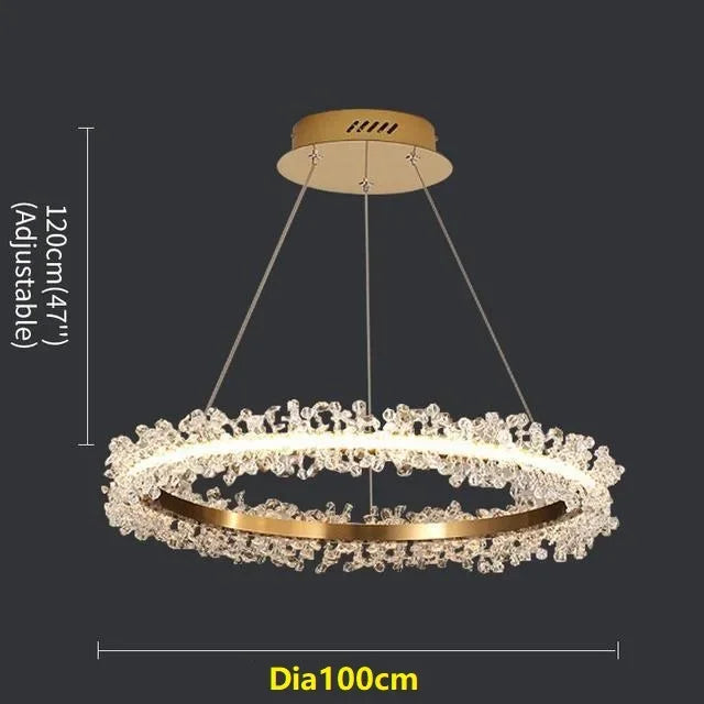Decorbites™ Kristall-Gold-Ring-LED-Kronleuchter für die Heimdekoration im luxuriösen Wohnzimmer, Esszimmer und Schlafzimmer