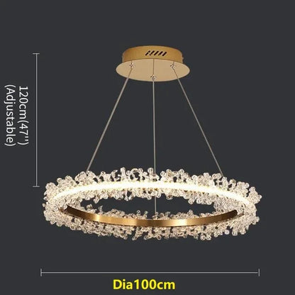 Decorbites™ Kristall-Gold-Ring-LED-Kronleuchter für die Heimdekoration im luxuriösen Wohnzimmer, Esszimmer und Schlafzimmer