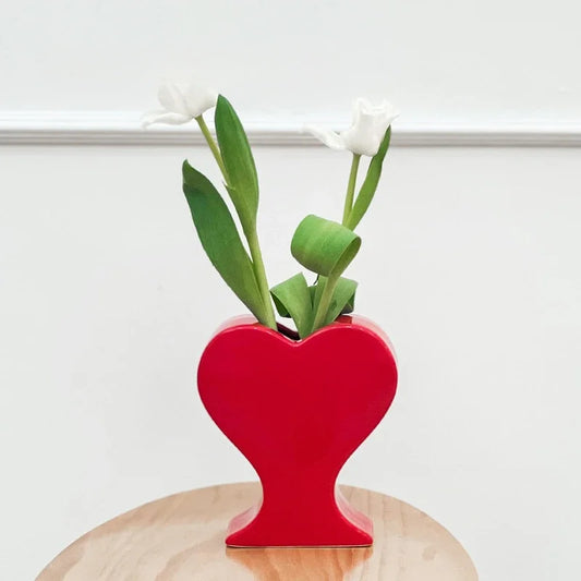 Decorbites™ Herzförmige Rosa-Herzen Porzellanvase - Handwerksornament & Heimdekoration