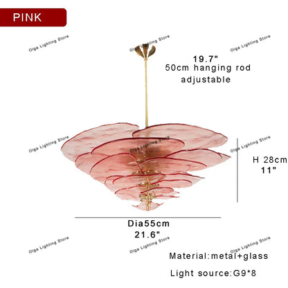 Decorbites™ Grüne Blatt Glas Deckenleuchter - Elegante Vintage-Lüster für Wohnzimmer- und Esszimmer-Dekoration