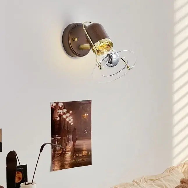 Decorbites™ Japanische Walnussholz-Wandleuchte mit Reißverschluss-Schalter für Schlafzimmer oder Flur