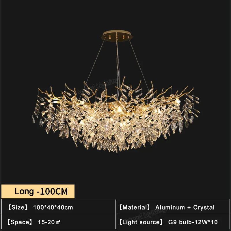 Gold Branch Crystal Chandelier Round150cm