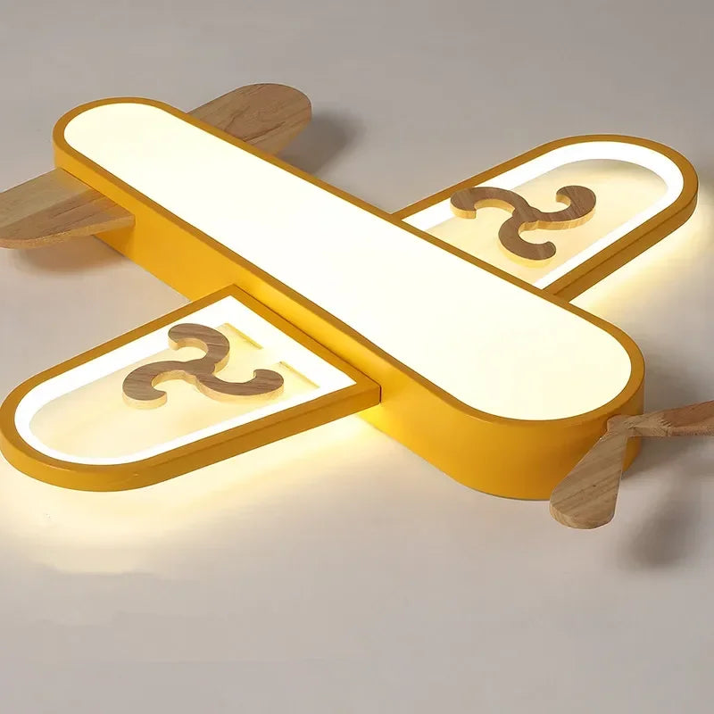 Decorbites™ Kinder-LED-Holz-Deckenleuchte in Gelb & Blau - Minimalistisches Design